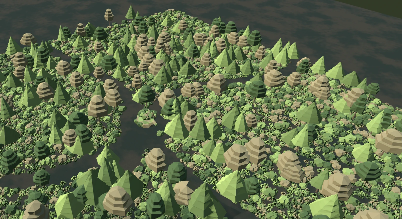 Vehicle in a procedural woodland environment in the DEBOX application